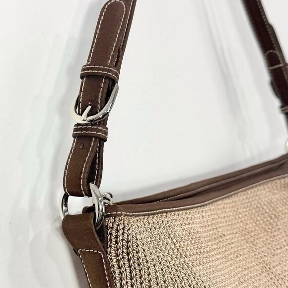 The Sak MISSY Taupe Brown Crochet Woven Faux Leather Single Strap Shoulder Bag - Picture 8 of 16